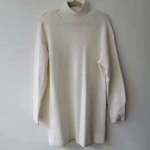 Garage White Rib-Knit Sweater Dress L